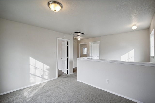 carpeted spare room with a healthy amount of sunlight and a textured ceiling