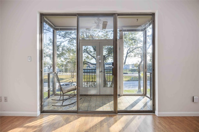 doorway featuring hardwood / wood-style floors