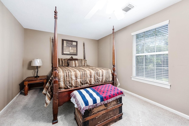 bedroom featuring ceiling fan