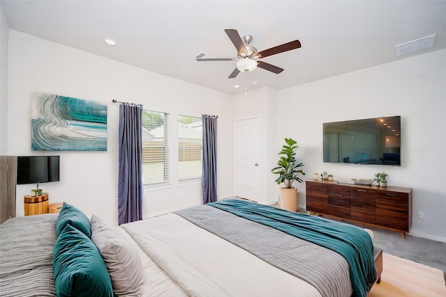 5314 Seymour Dr, Houston, TX 77032 - bedroom featuring a ceiling fan and light colored carpet