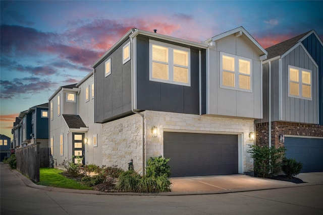 view of front of home with a garage