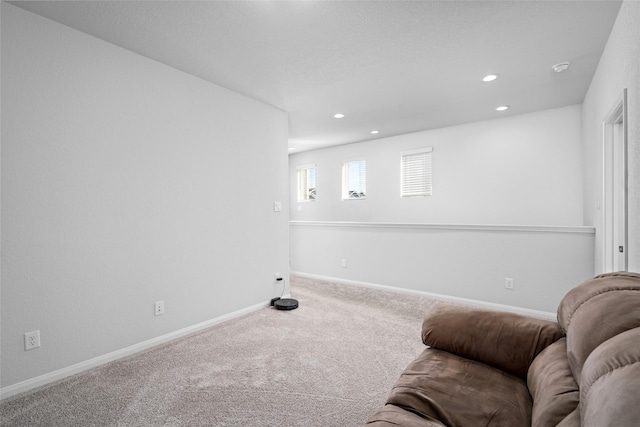 living area featuring carpet floors