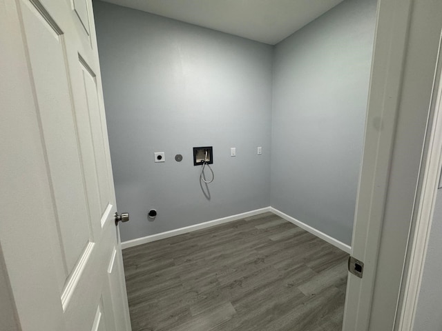 laundry room with electric dryer hookup, wood-type flooring, and hookup for a washing machine