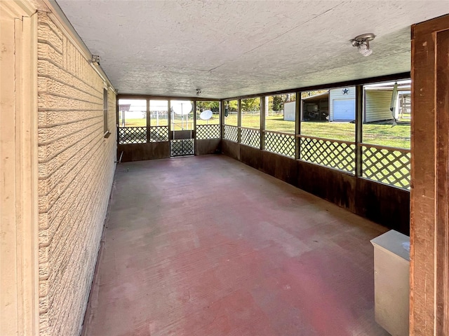 view of unfurnished sunroom