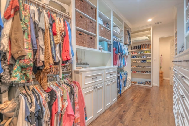 walk in closet featuring hardwood / wood-style flooring