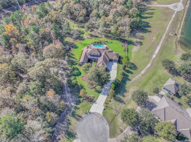 birds eye view of property featuring a rural view