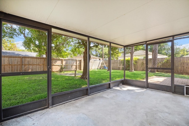 view of unfurnished sunroom