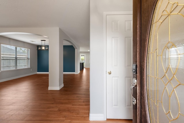 foyer entrance featuring hardwood / wood-style floors