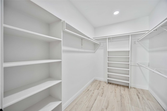 spacious closet featuring light hardwood / wood-style flooring