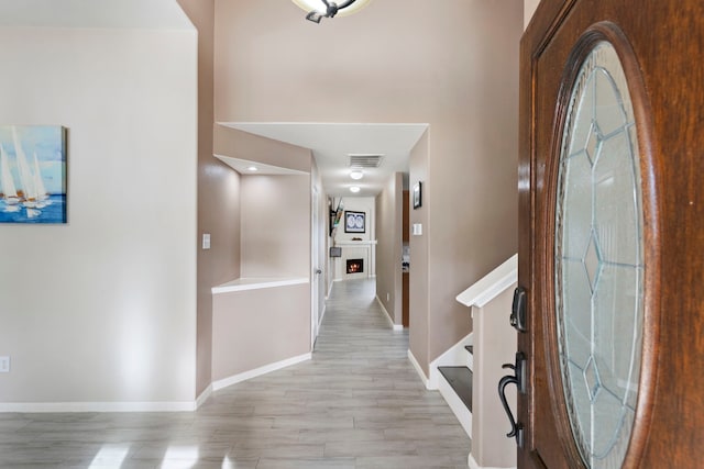 foyer featuring light wood-type flooring