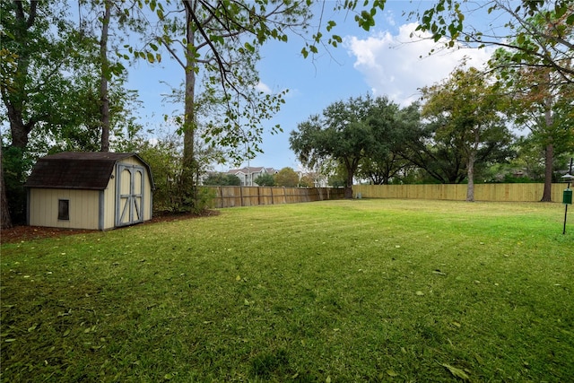 view of yard with a shed