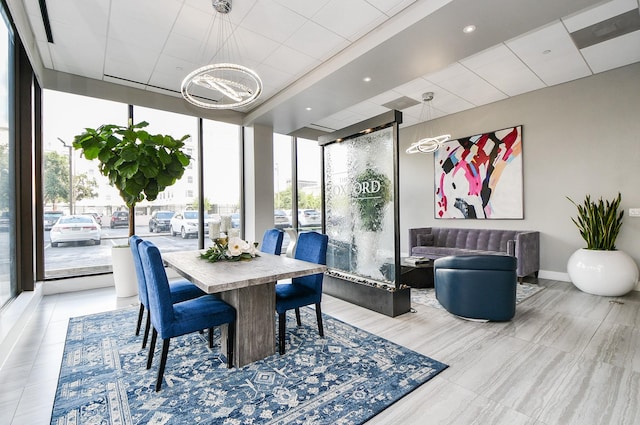 interior space featuring a notable chandelier