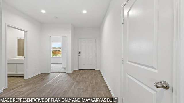 hallway featuring light wood-type flooring