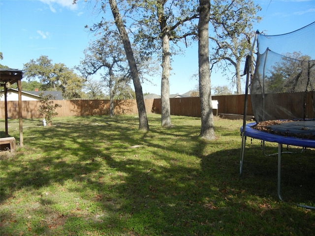 view of yard featuring a trampoline