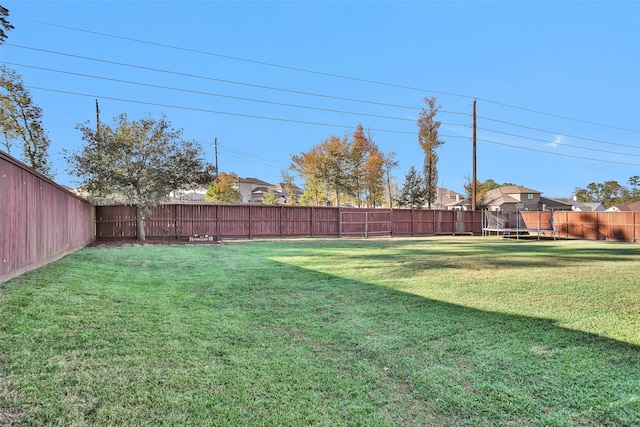 view of yard with a trampoline