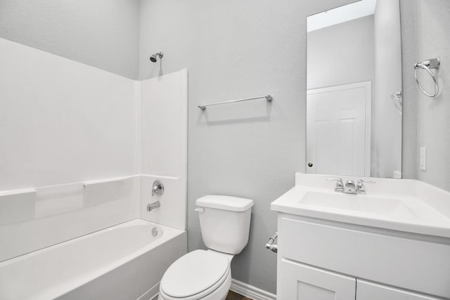 full bathroom featuring vanity, toilet, and tub / shower combination