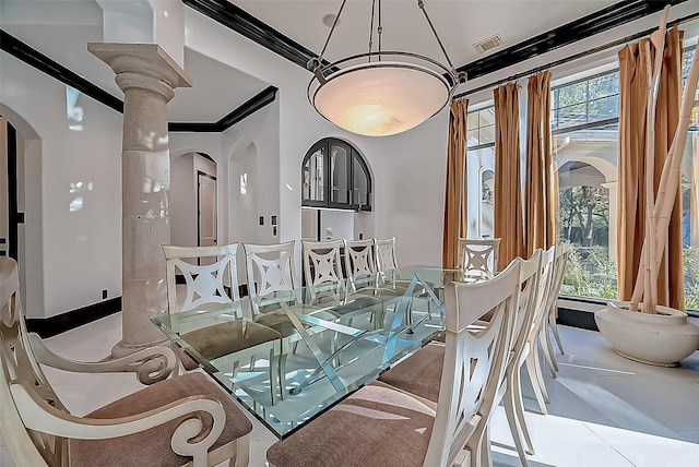 dining room featuring ornamental molding