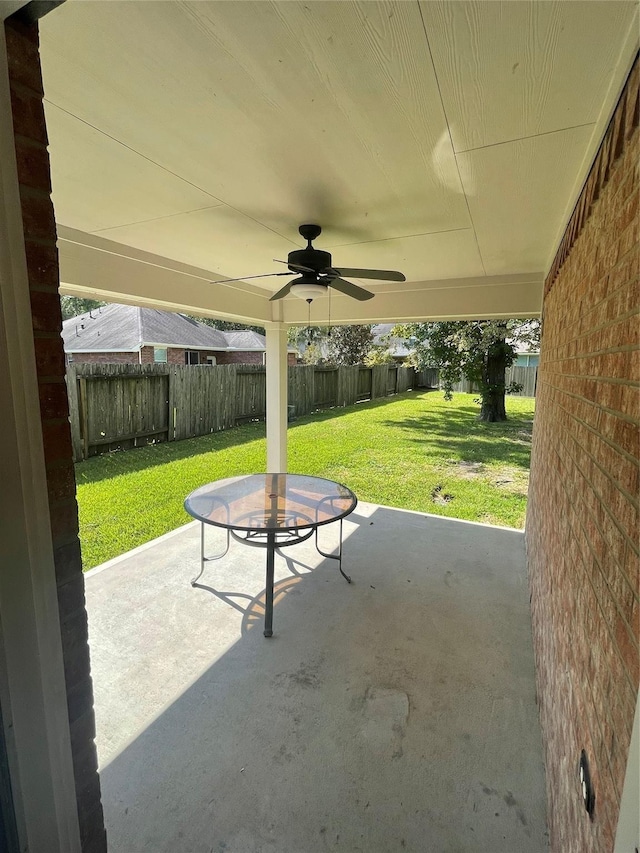 view of patio / terrace with ceiling fan