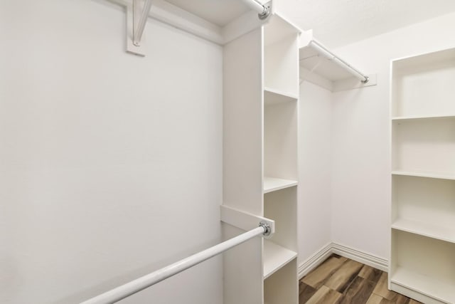 walk in closet featuring dark hardwood / wood-style flooring