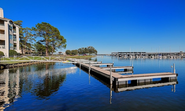 view of dock featuring a water view