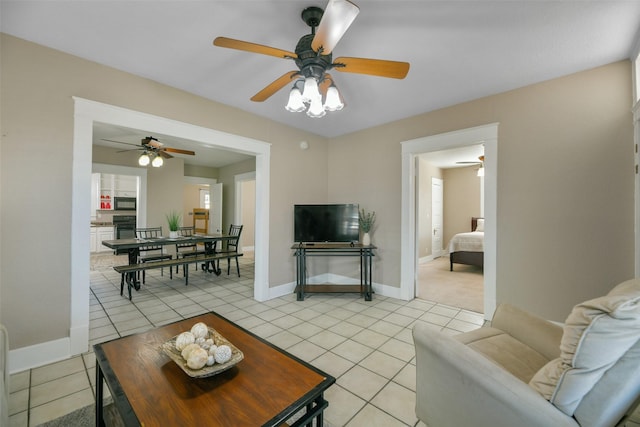 view of tiled living room