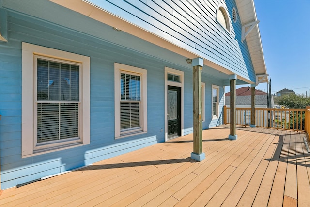 wooden terrace with covered porch