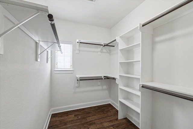 spacious closet featuring dark wood-type flooring