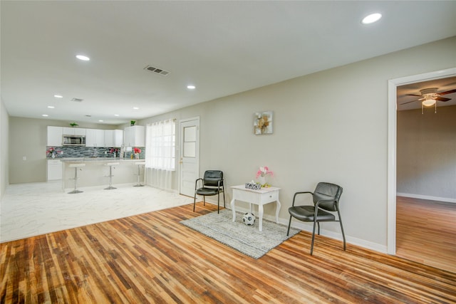 living room featuring light hardwood / wood-style flooring