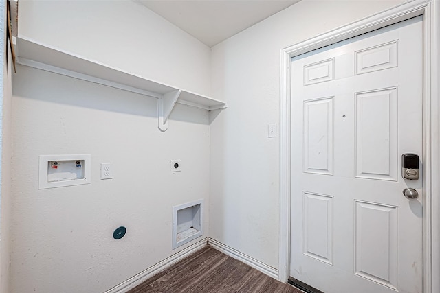 laundry room featuring hookup for a washing machine, dark hardwood / wood-style floors, and hookup for an electric dryer