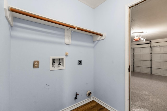 laundry room featuring washer hookup, electric dryer hookup, and gas dryer hookup