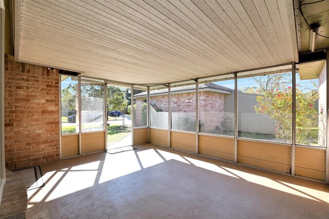 view of unfurnished sunroom