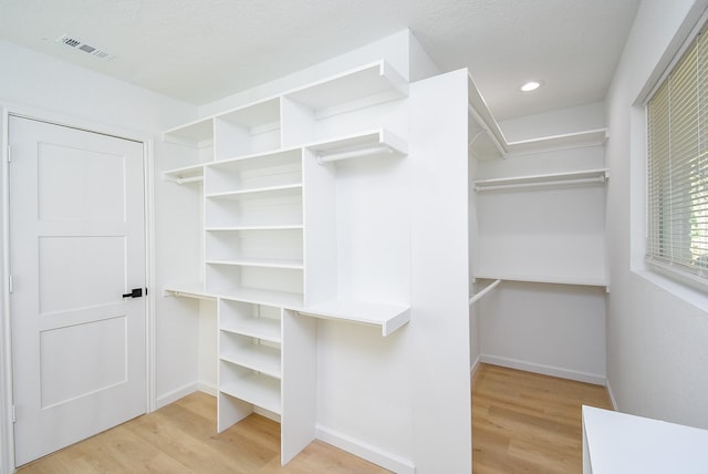 spacious closet with light wood-type flooring