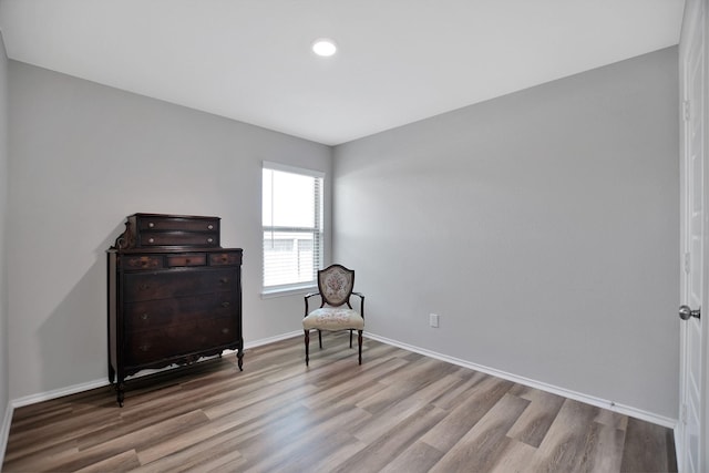 sitting room featuring light hardwood / wood-style flooring