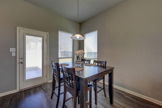 dining area featuring dark hardwood / wood-style flooring