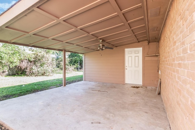 view of patio with ceiling fan