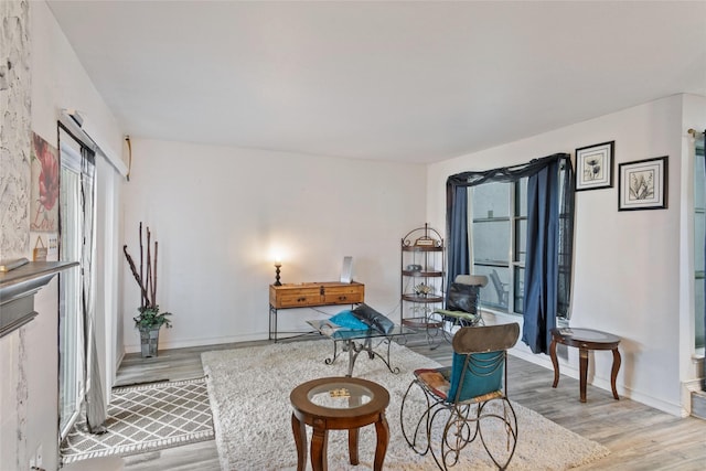 living area featuring light wood-type flooring