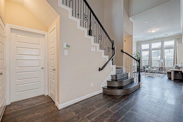 stairway featuring hardwood / wood-style floors