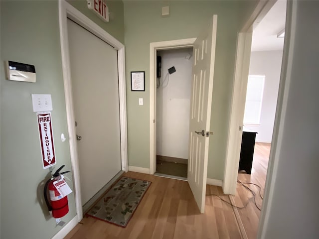 doorway featuring light wood-type flooring