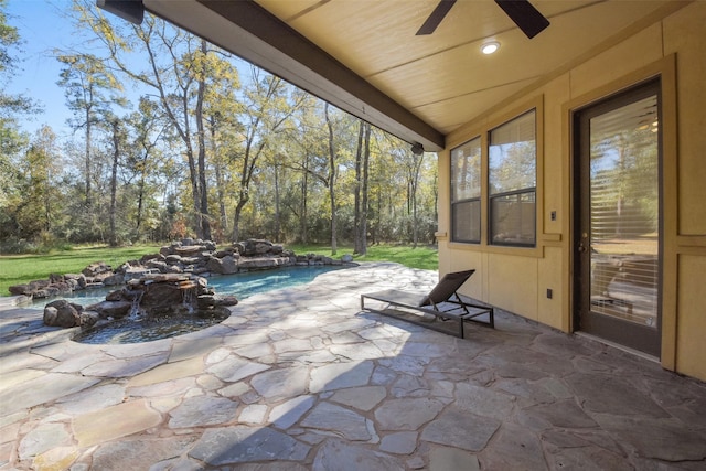 view of patio / terrace with ceiling fan