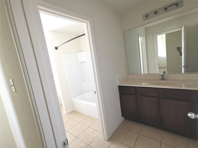 bathroom featuring tile patterned flooring, vanity, and shower / bathing tub combination