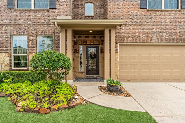 property entrance with a garage