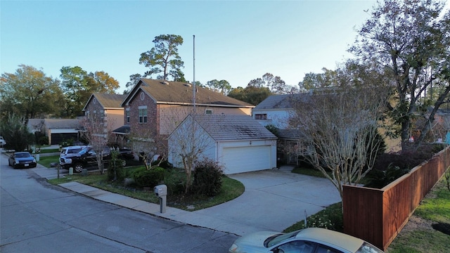 view of front of property with a garage