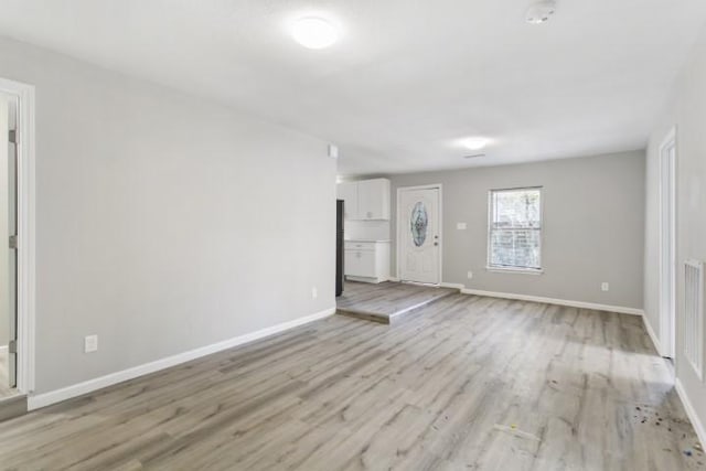 unfurnished living room with light hardwood / wood-style floors