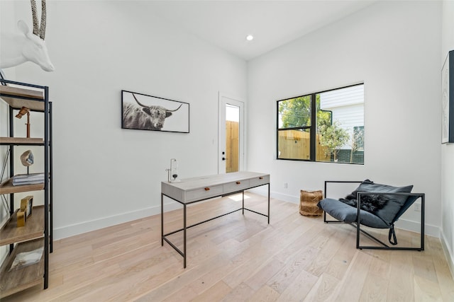 home office featuring light wood-type flooring