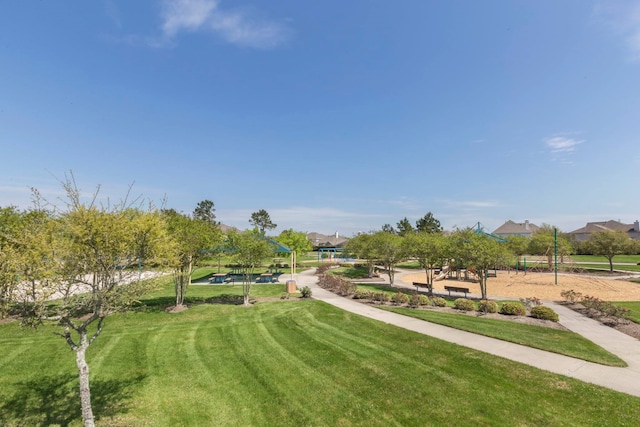 view of home's community with a lawn