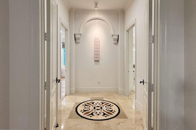 corridor with crown molding