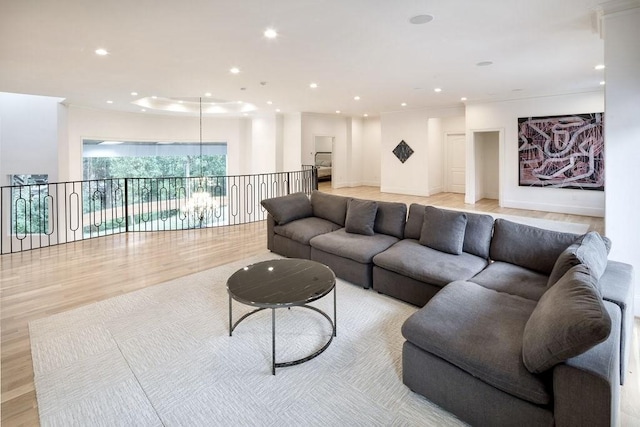 living room with light wood-type flooring