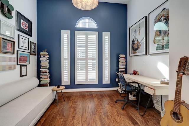 office area featuring hardwood / wood-style floors