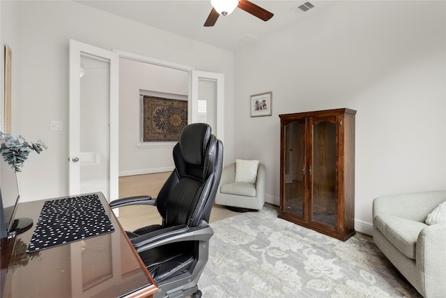 office featuring ceiling fan