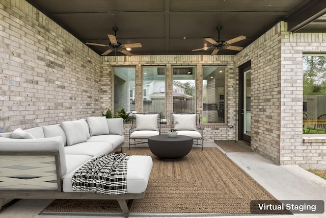 view of patio / terrace featuring an outdoor living space and ceiling fan